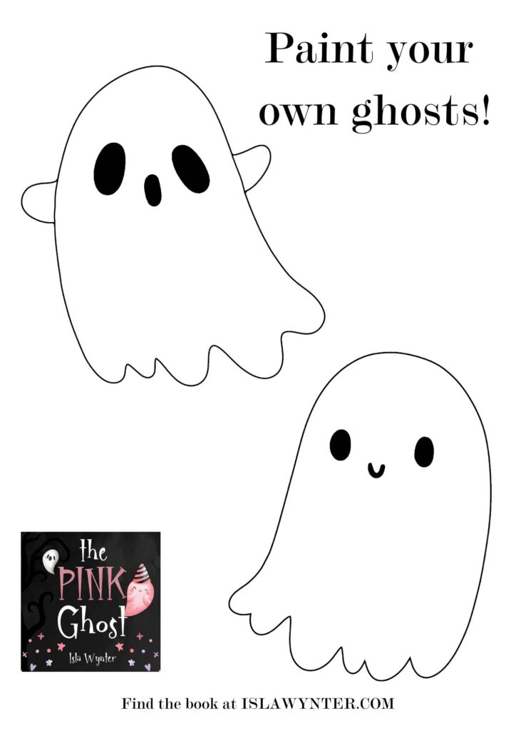 Free printable ghost colouring page from The Pink Ghost