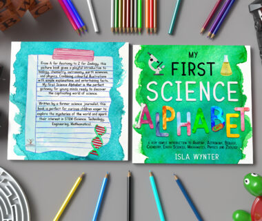 Book cover of My First Science Alphabet by Isla Wynter, a colourful STEM picture book for kids aged 3–7