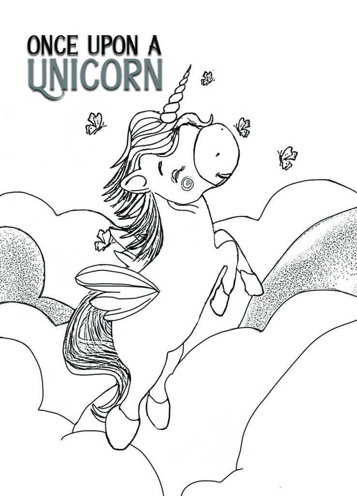 Free printable unicorn colouring page from Once Upon a Unicorn